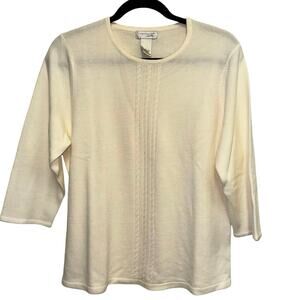 Kim Rogers Signature Ivory Sweater Women’s Large 3/4 Sleeve
